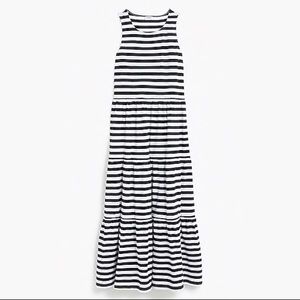J.Crew Navy Striped Tiered Maxi Dress